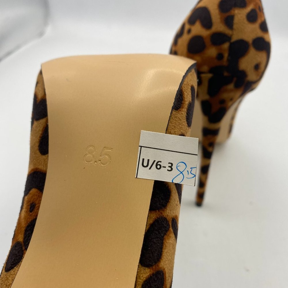 FSJ Leopard Suede Printed Pointy Toe High Heels Pumps Dress Shoes_8